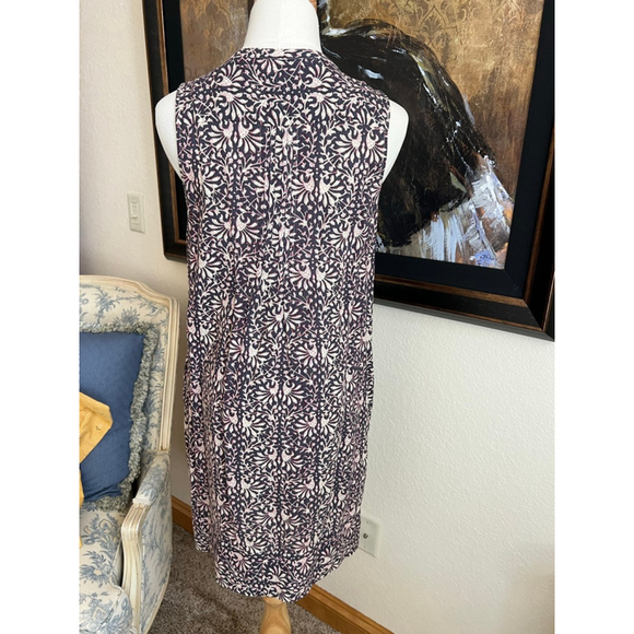 Women's Faherty Navy Pink Floral Sleeveless Dress M - Picture 6 of 7
